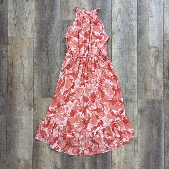 NINE WEST Womens Halter Floral Dress Size L Easter Spring Tiered Ruffle Resort - Picture 7 of 16